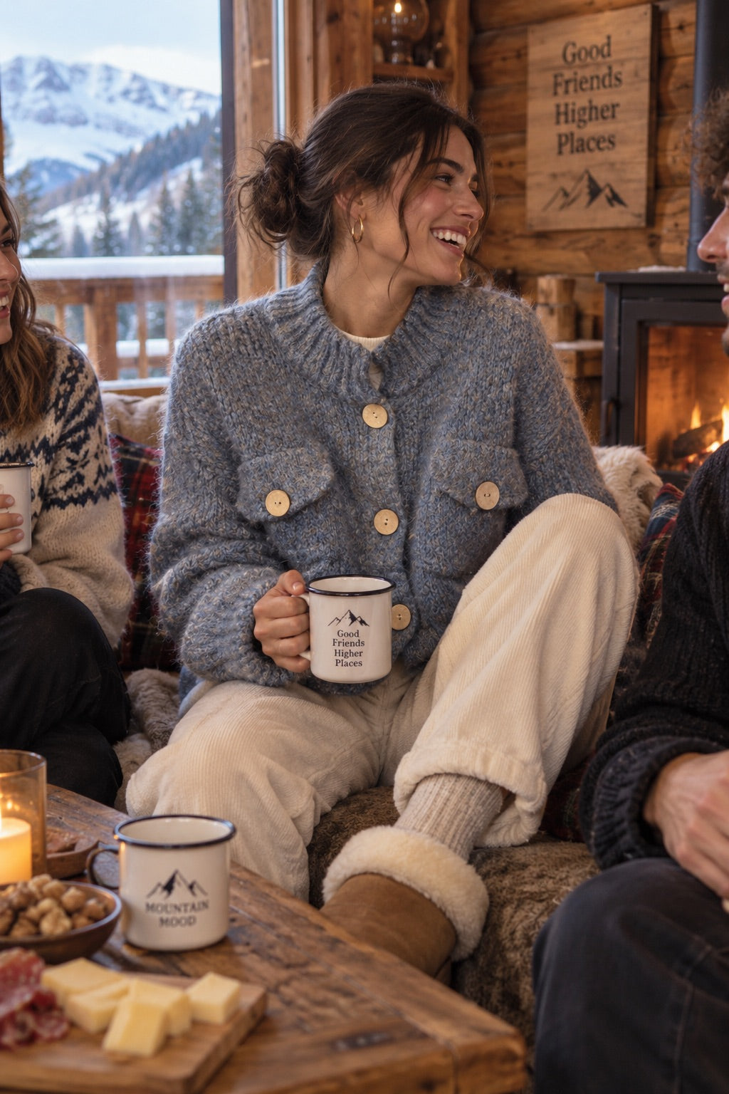 Cardigan melange azzurro in taglia unica
