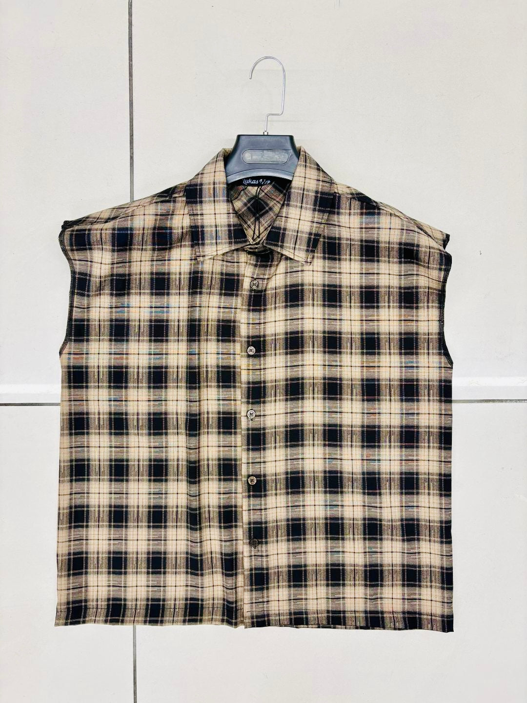 Camicia smanicata oversize marrone 2706