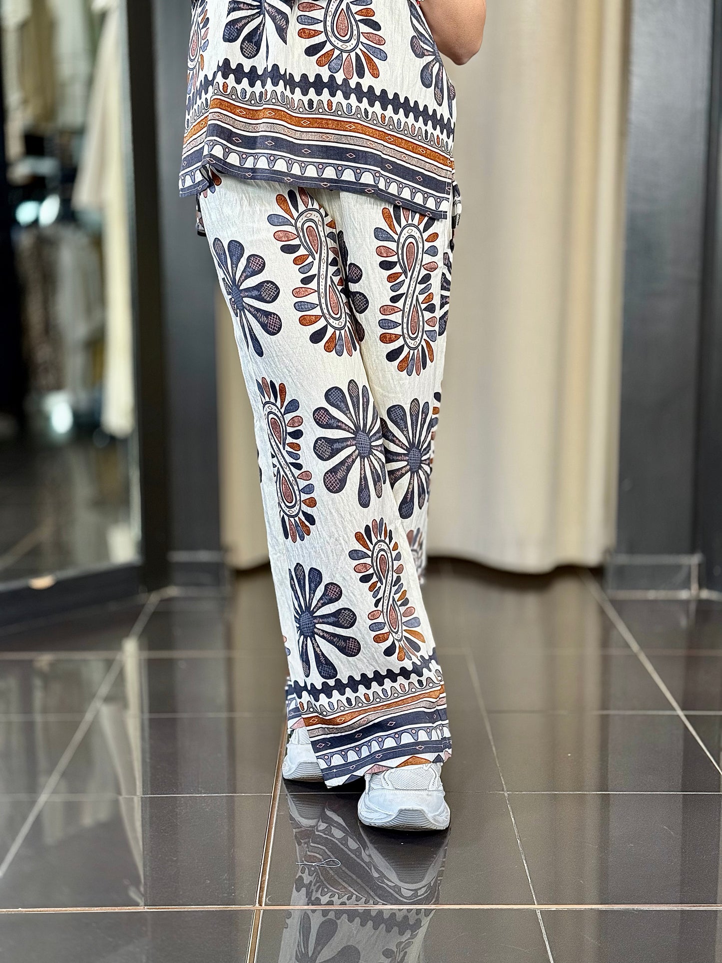Pantalone fantasia cashmire a palazzo 428