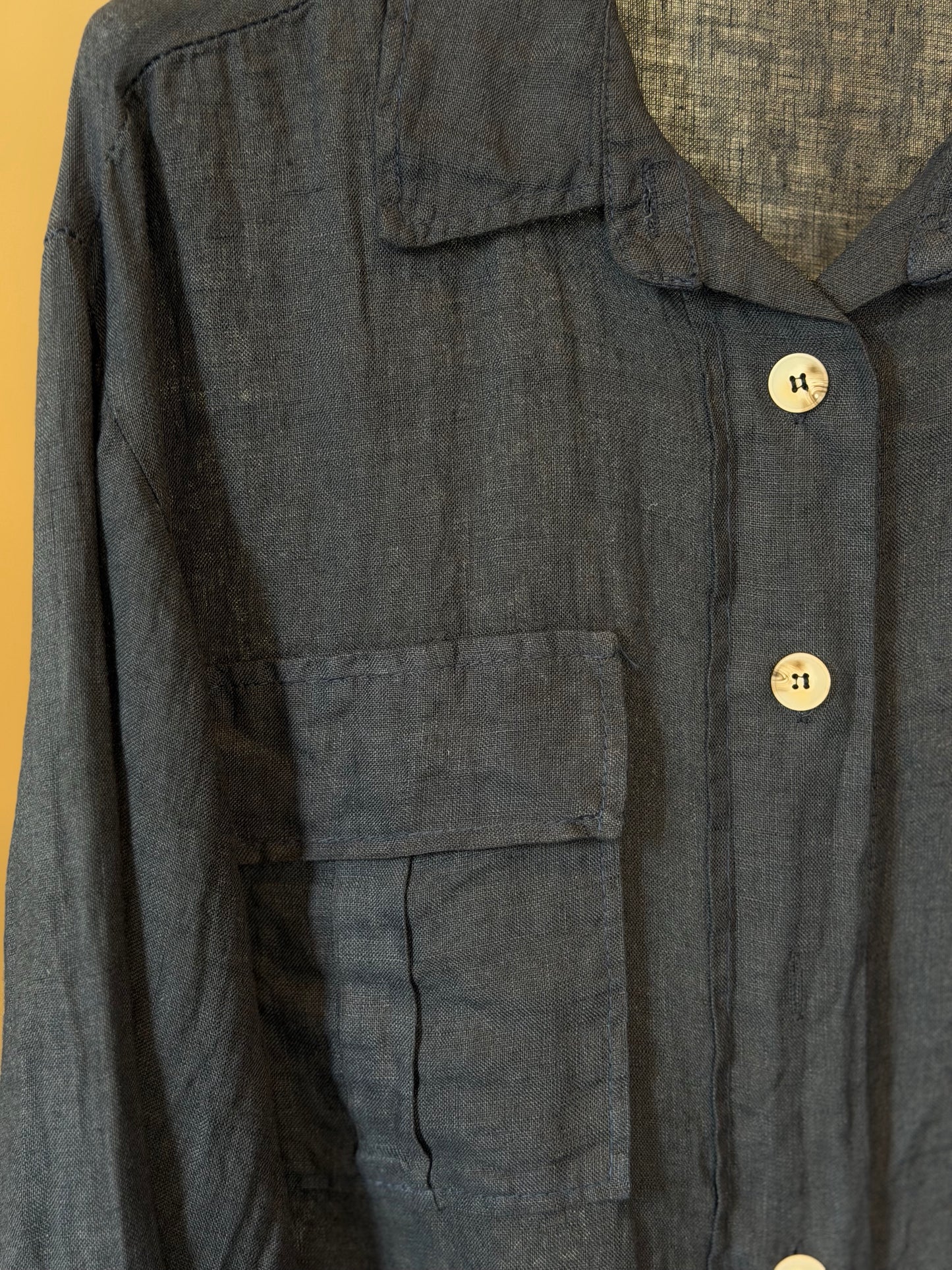 Camicia in lino blu in taglia unica 2557