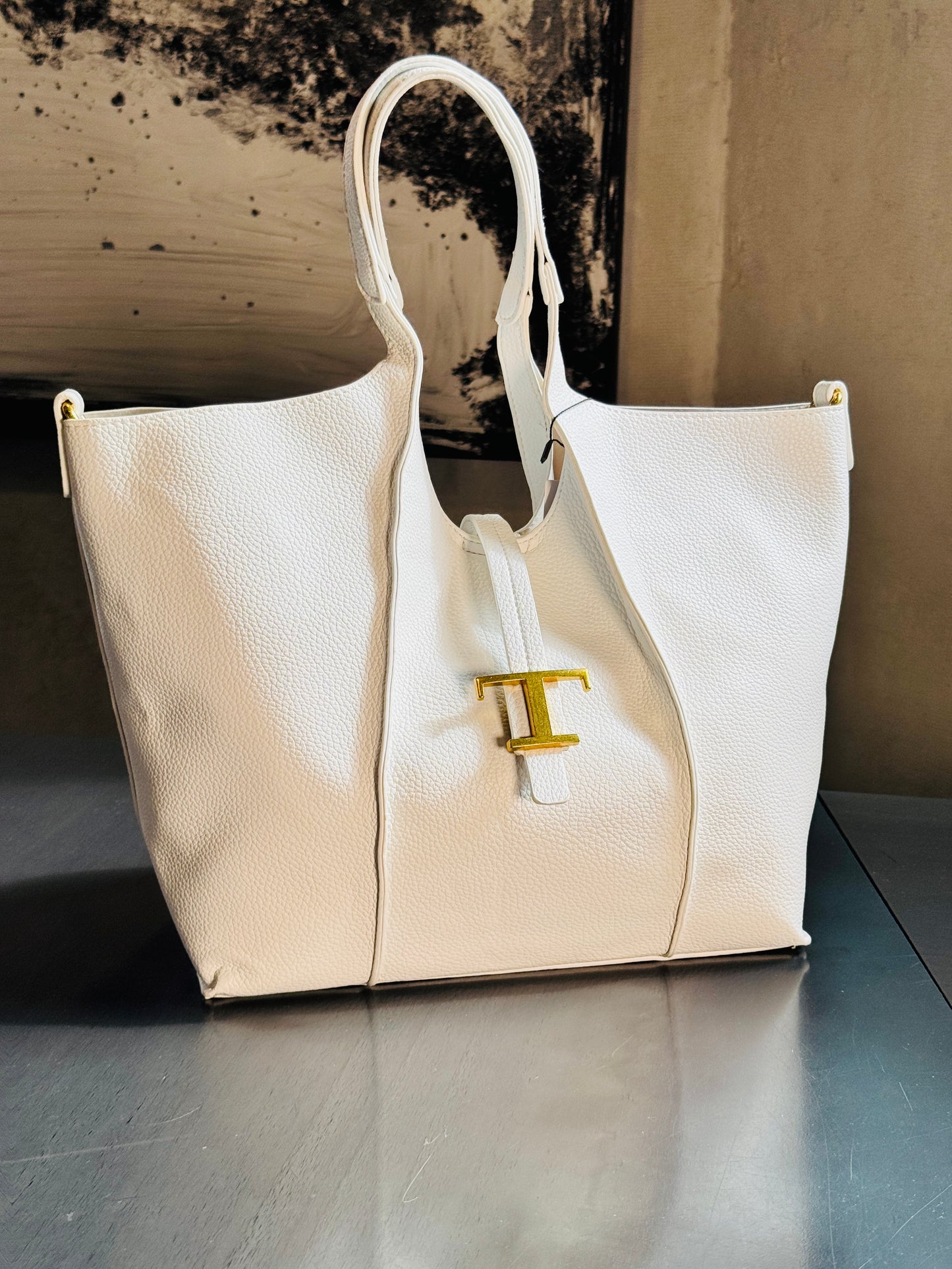 Borsa a spalla con tracolla all’interno bianca in similpelle 270