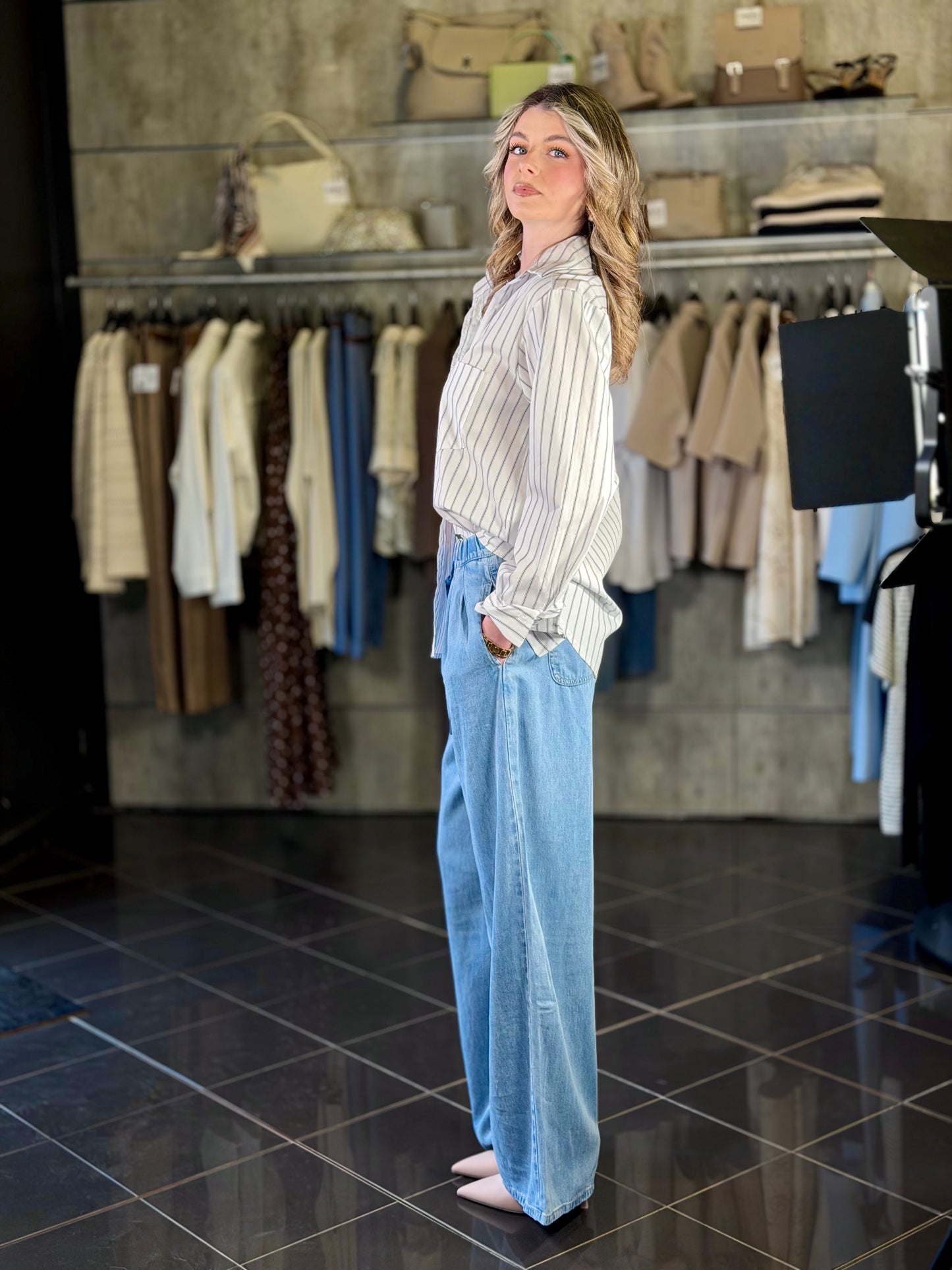 Jeans a palazzo morbido con coulisse 2195