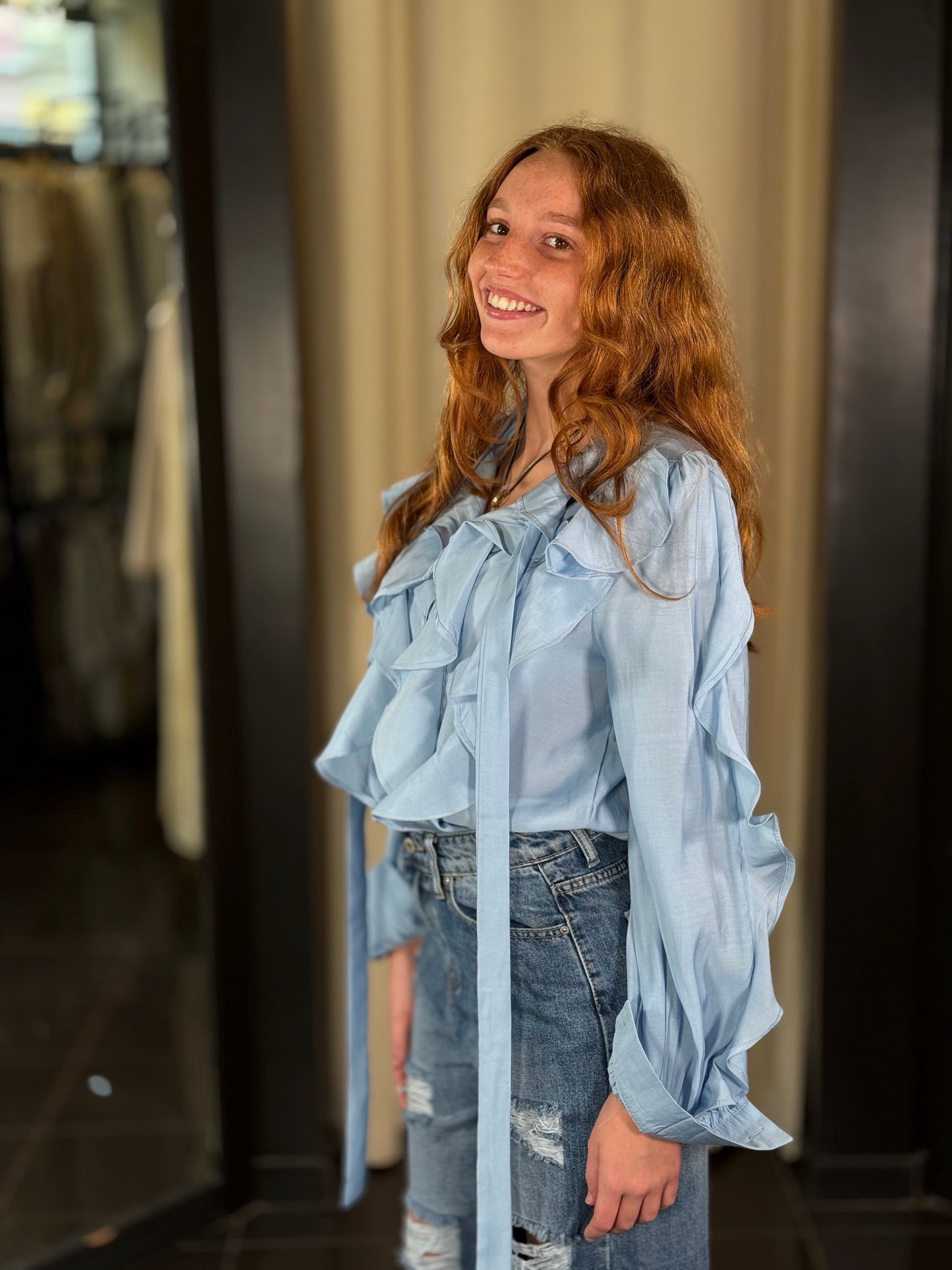Camicia con rouges azzurra 452