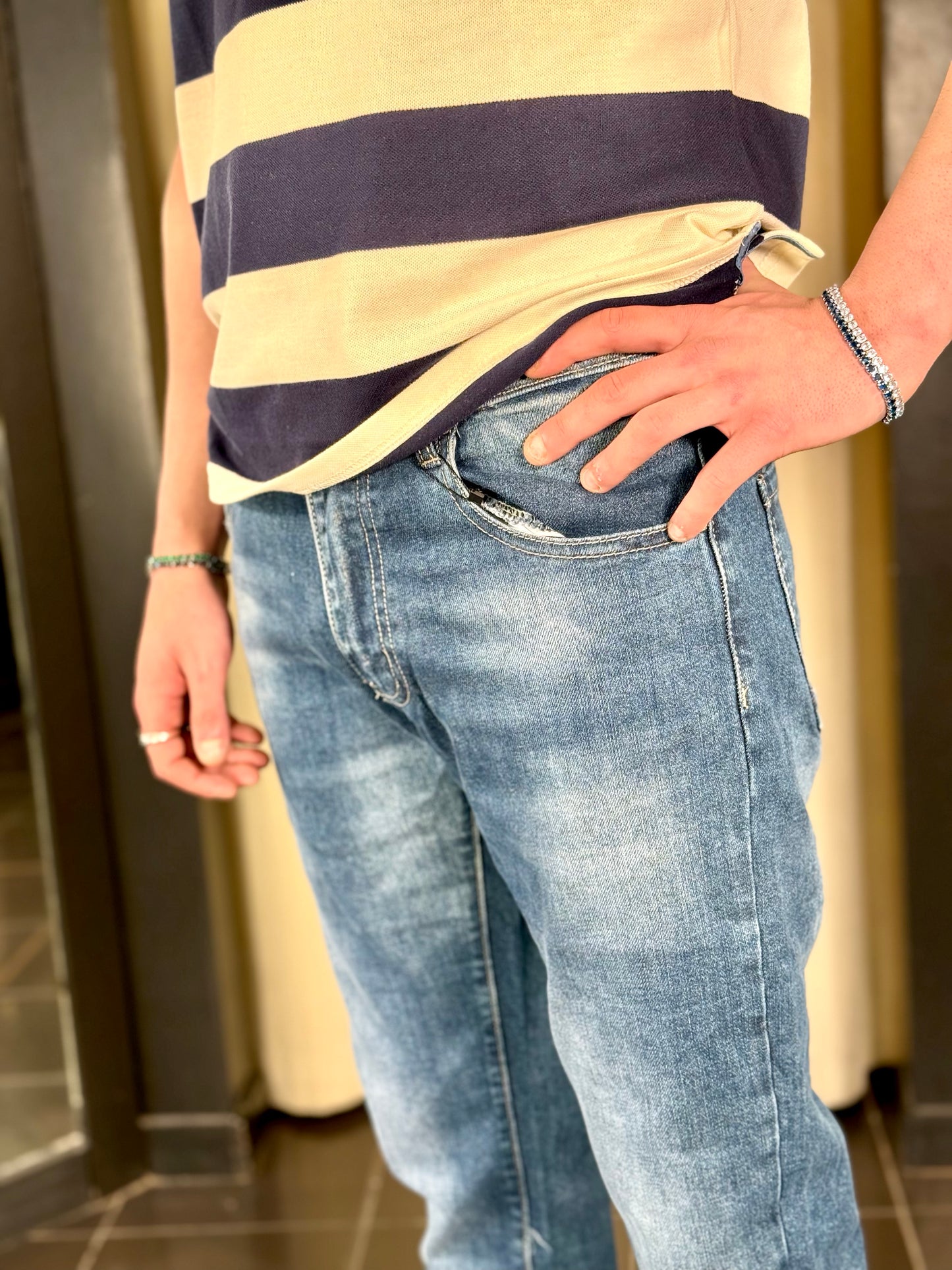 Jeans Slim blu slavato 100A