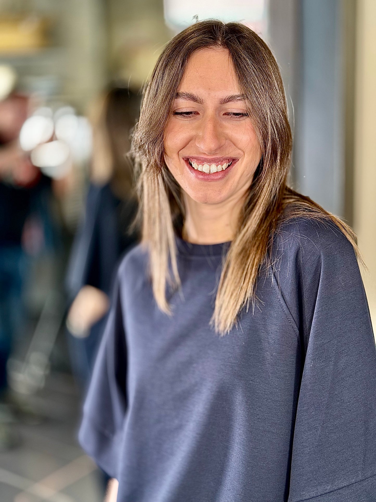 Blusa oversize blu in taglia unica 214