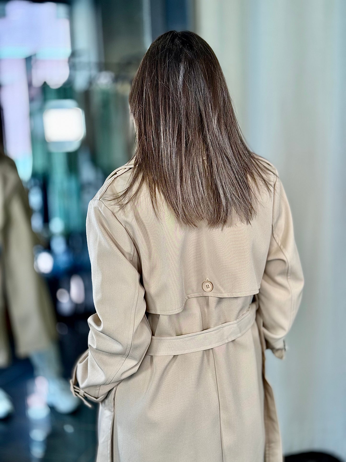 Trench beige lungo con fusciacca in taglia unica 357