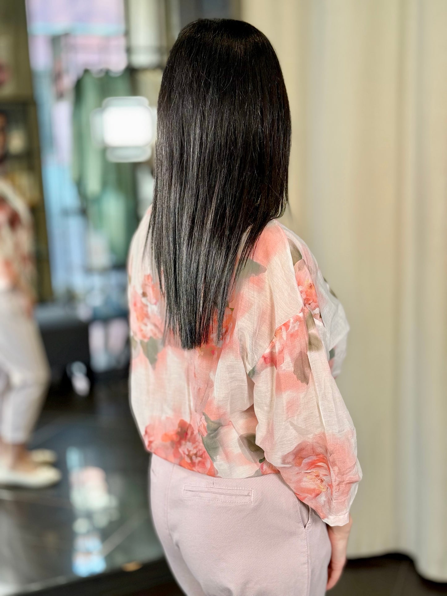 Camicia oversize a fiori rosa in taglia unica 246