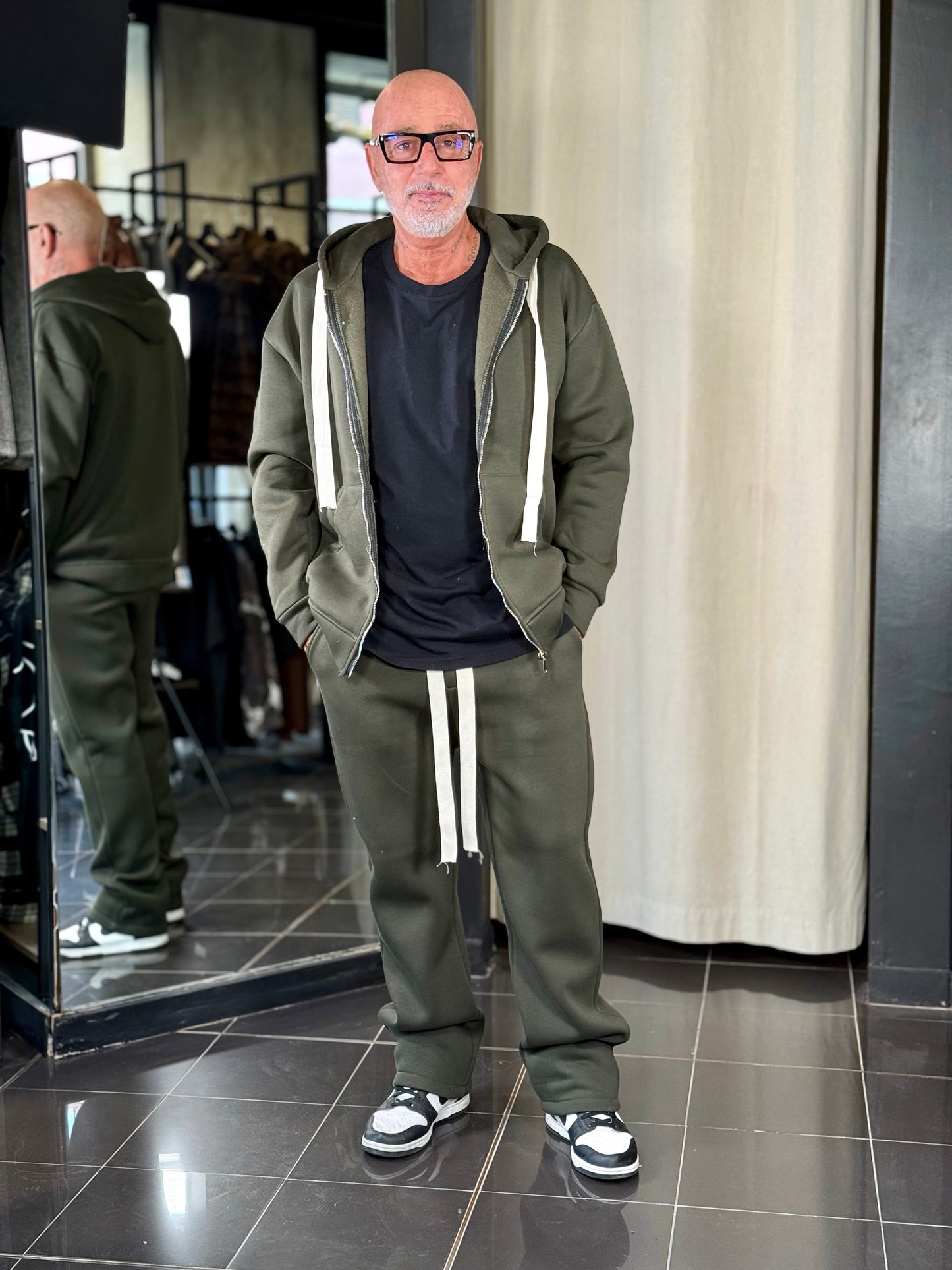 Completo tuta (felpa + pantalone) verde militare 2312
