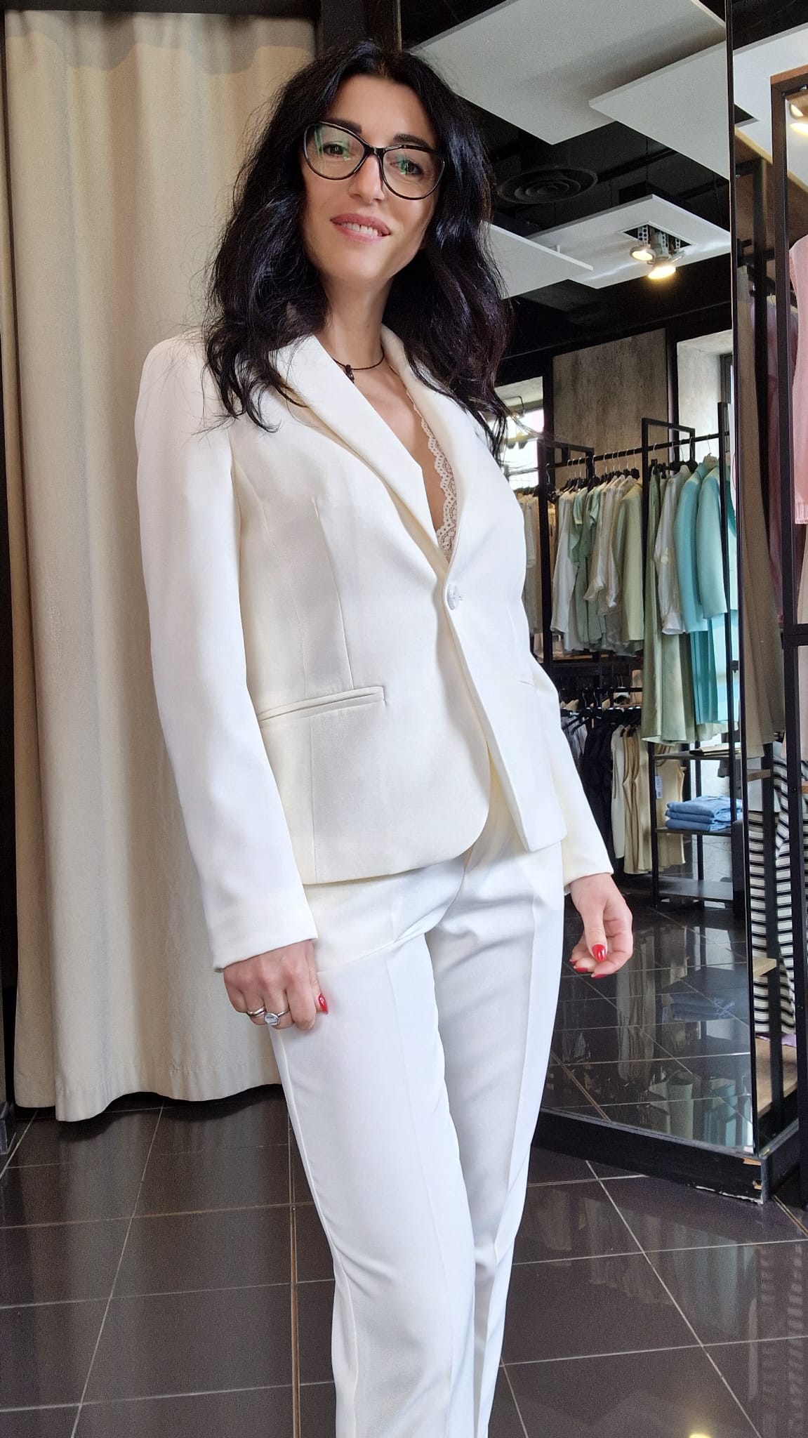 Tailleur (giacca + pantalone) color burro 486