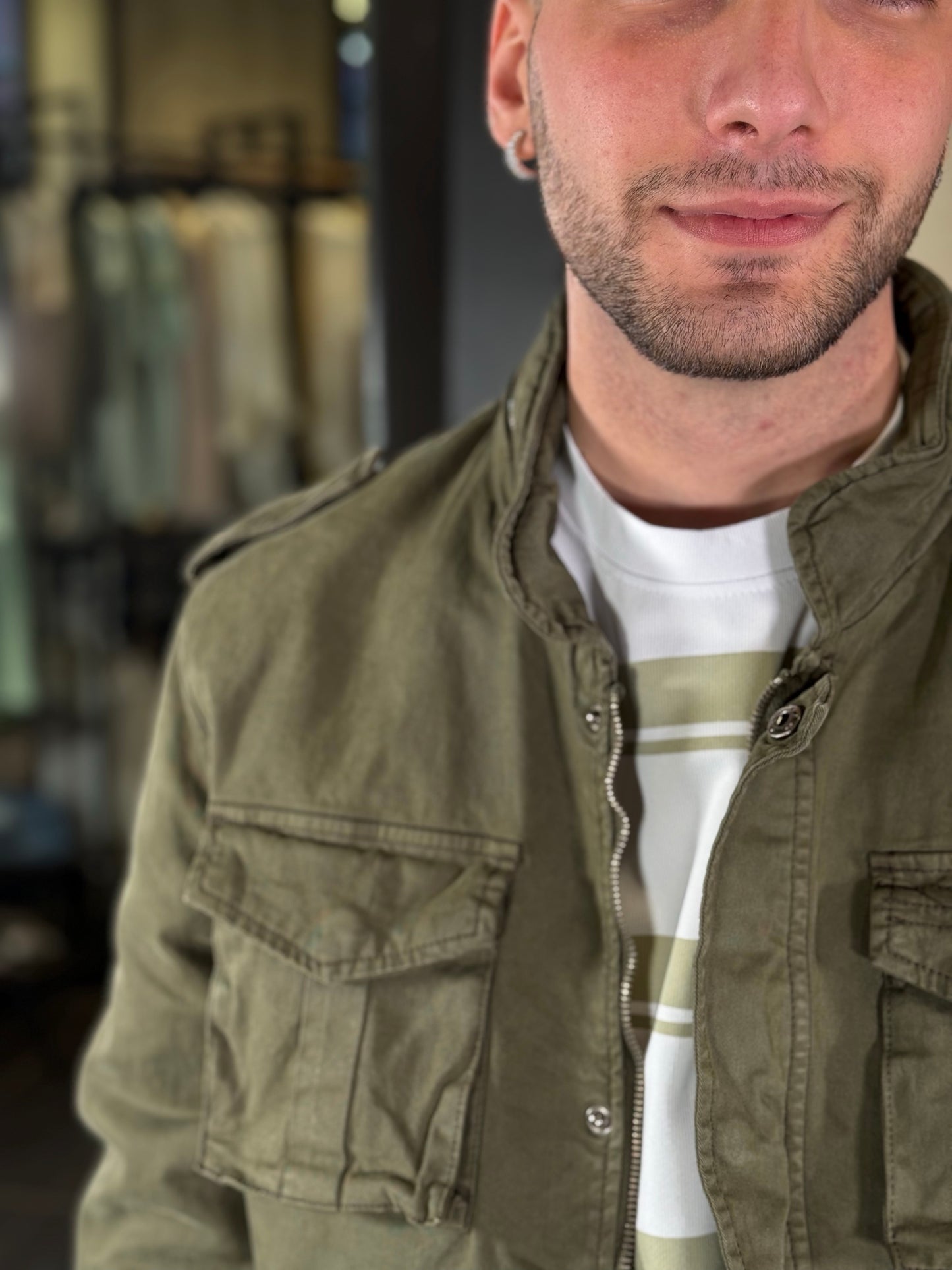 Sahariana con tasche applicate verde militare 365