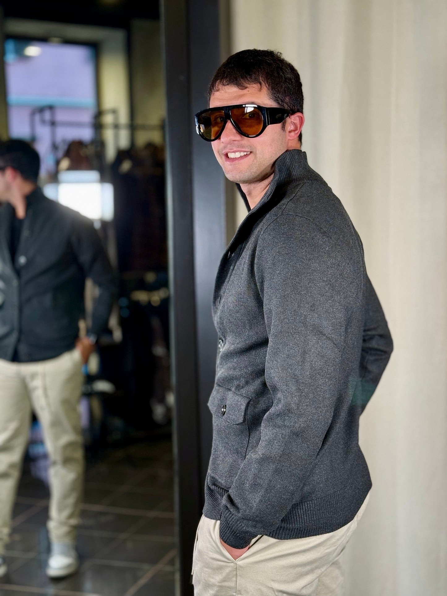 Cardigan con bottoni grigio 2341