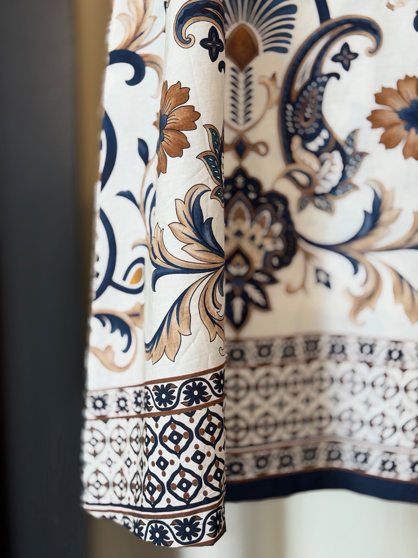 Abito a trapezio fantasia blu e beige in taglia unica 2504