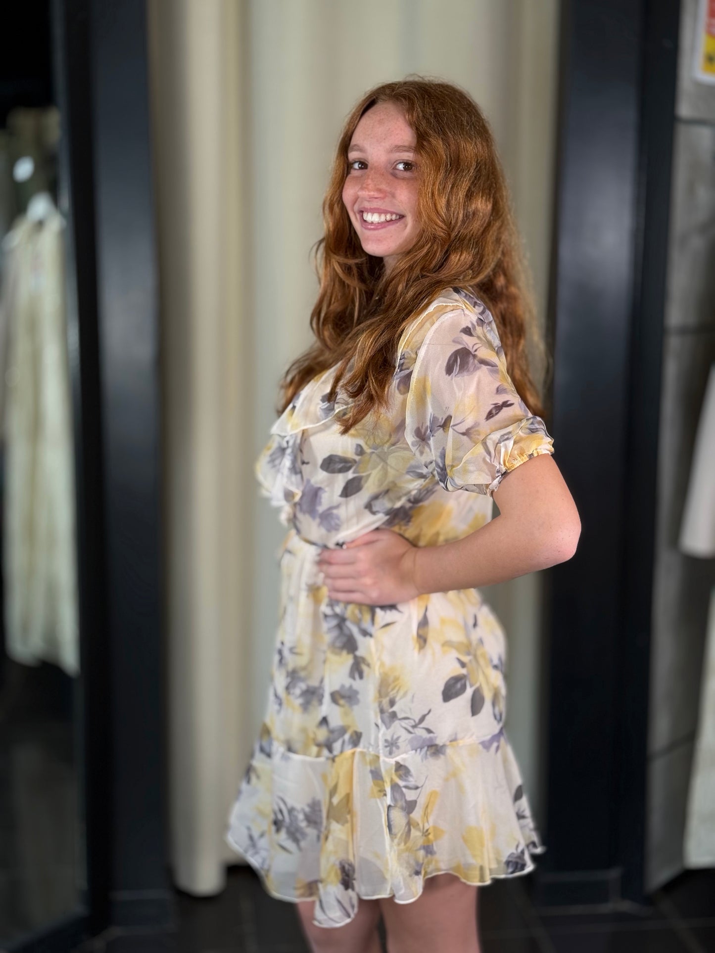 Abito flower giallo in taglia unica 449