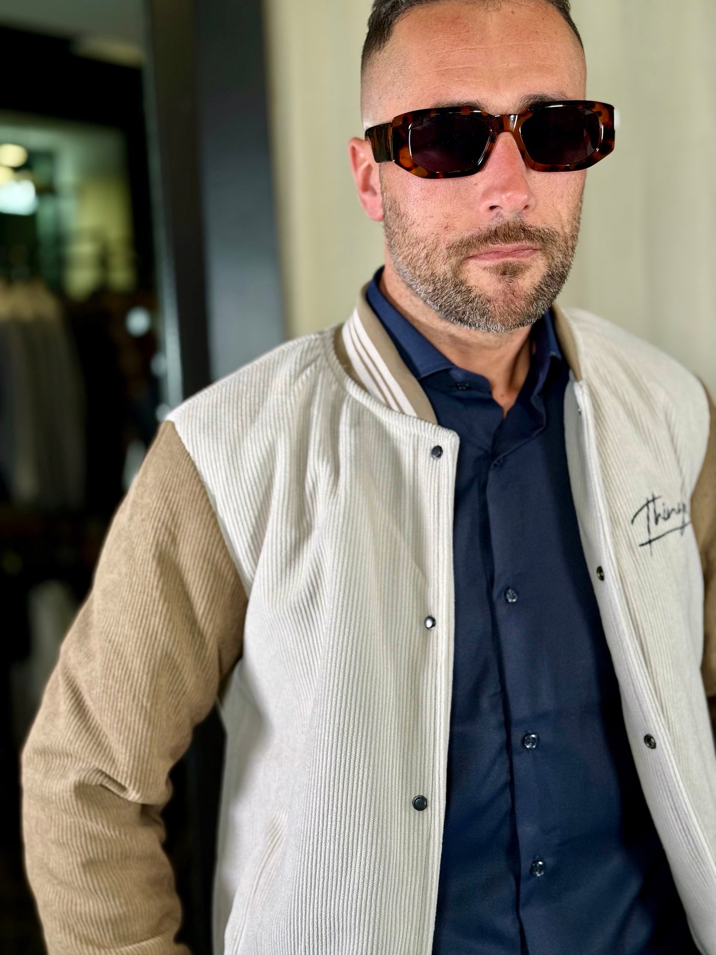 Bomber effetto velluto a coste beige 2128