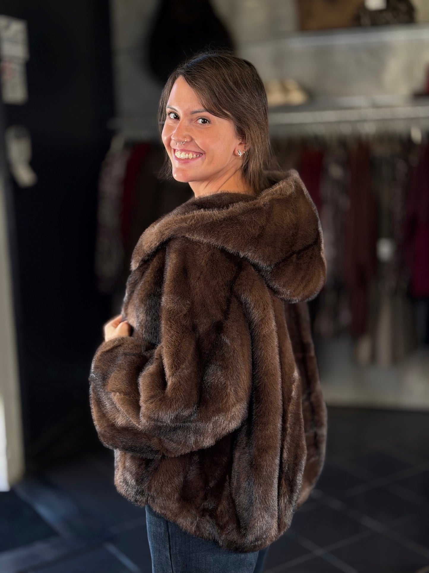 Pelliccia ecologica a bomber in taglia unica 2469