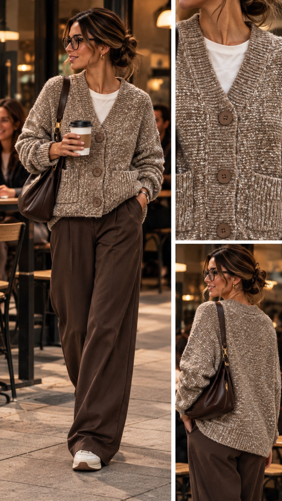 Cardigan oversize caffè latte melange