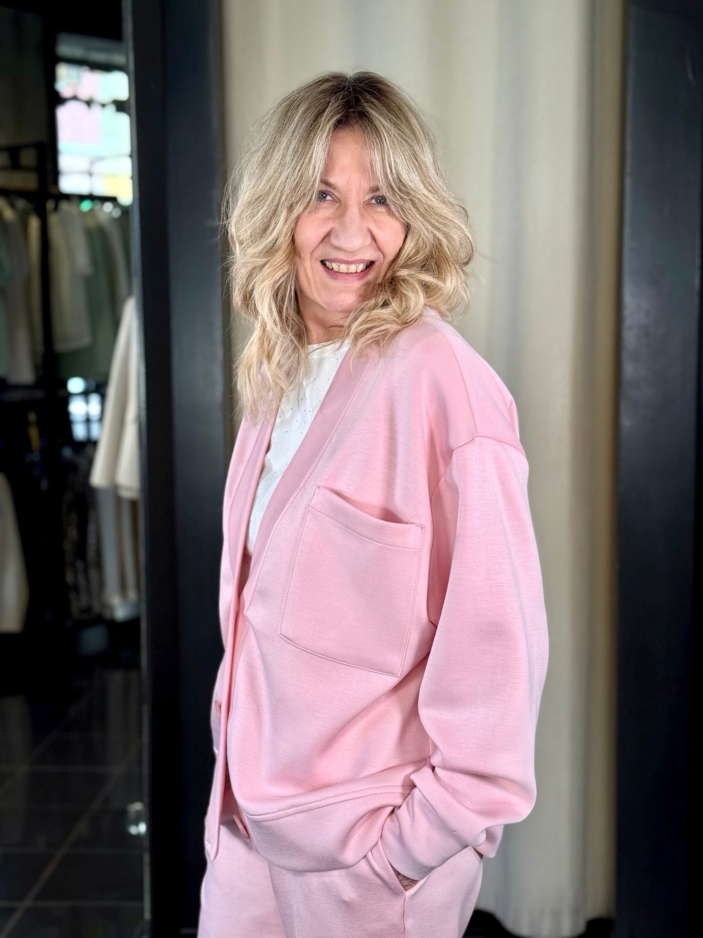 Felpa a cardigan rosa in taglia unica 198