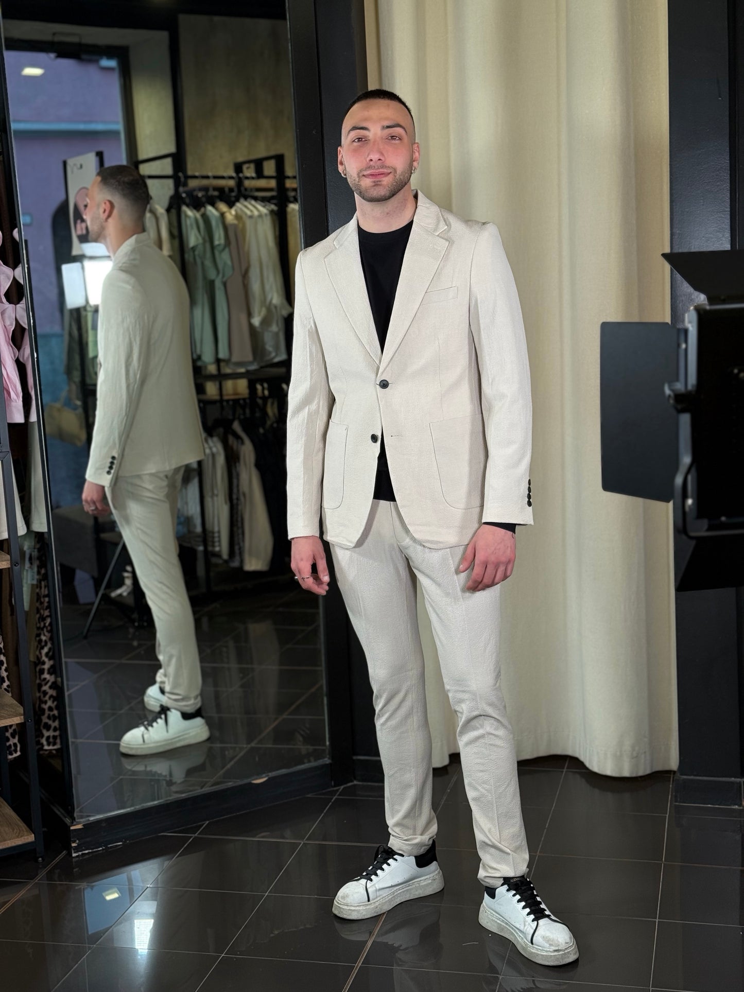 Giacca monopetto beige 390