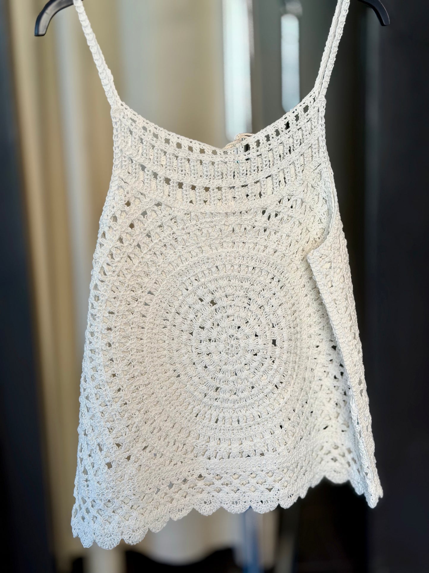 Top uncinetto bianco in taglia unica 2402