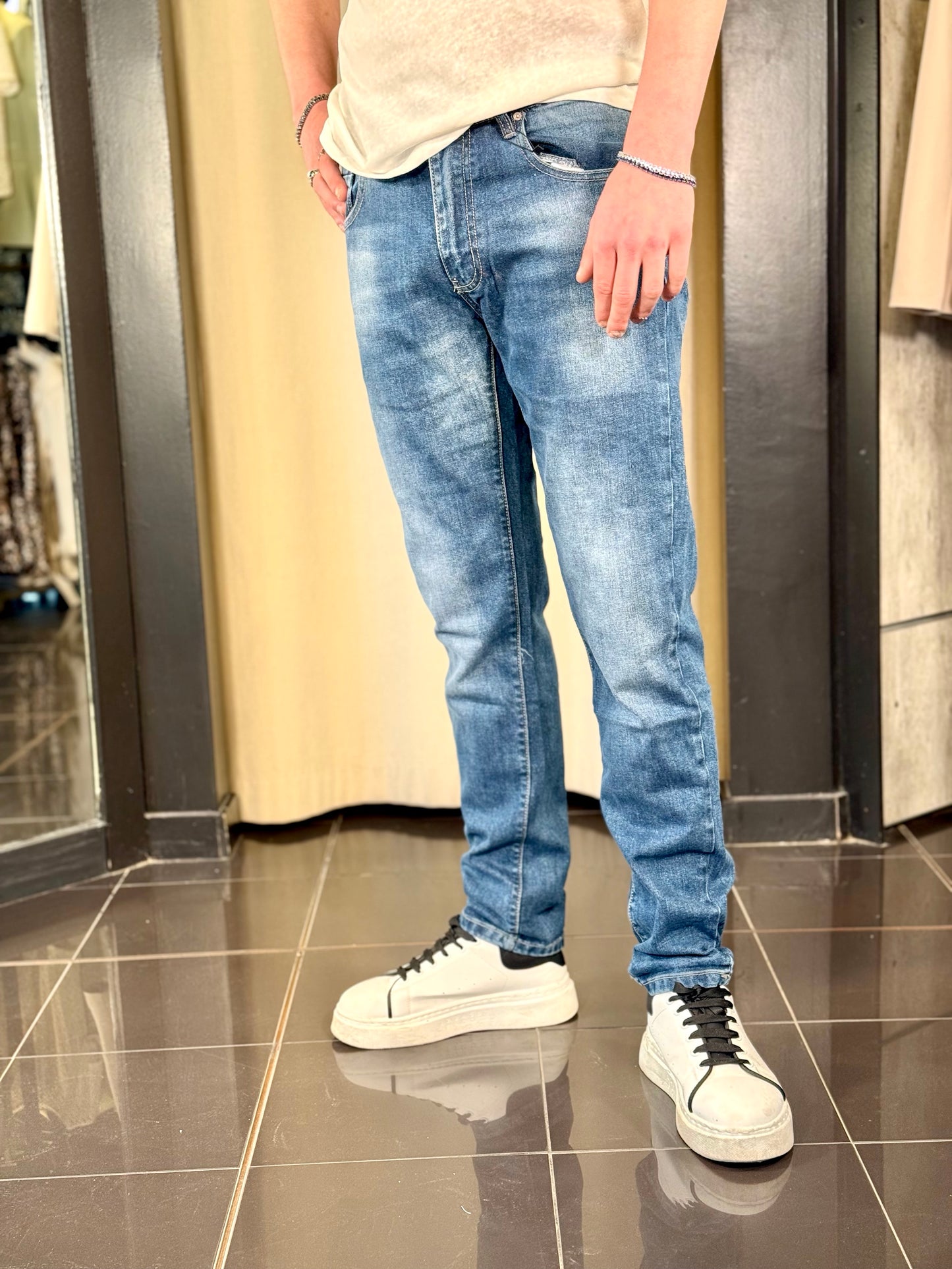 Jeans Slim blu slavato 100A