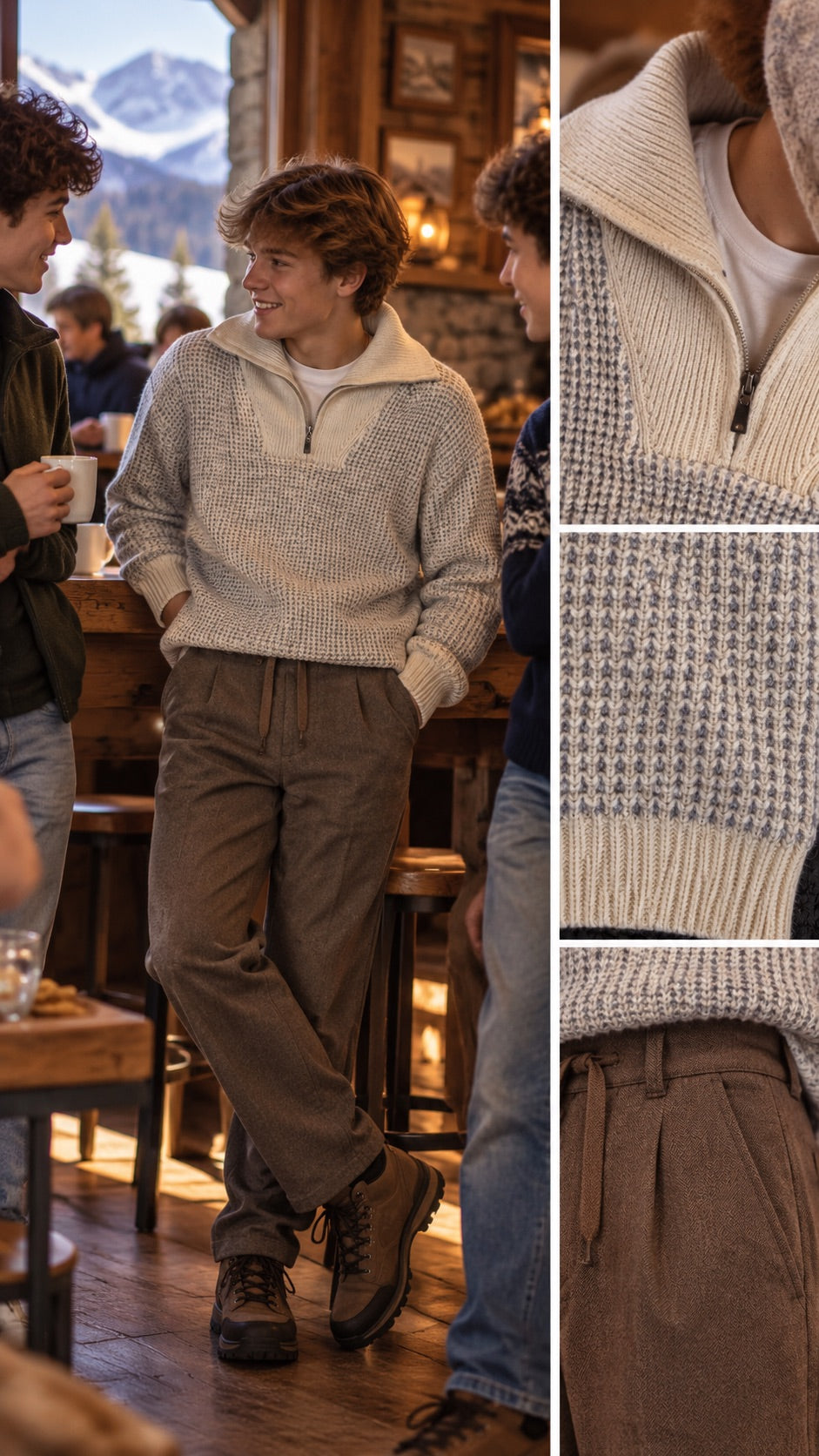 Maglia collo a polo panna