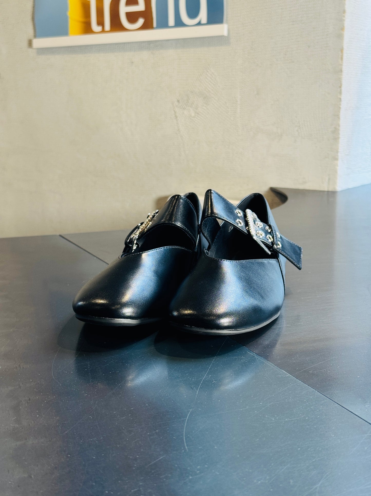Ballerina cn fibbia in similpelle nera 2863