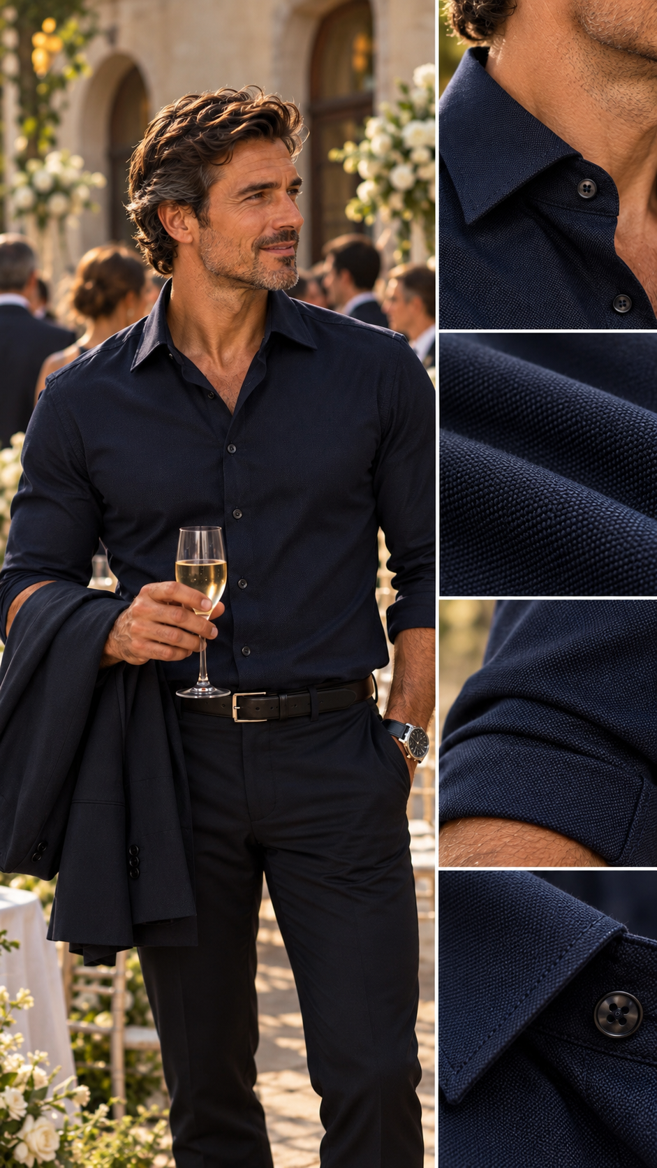 Camicia blu slim cotone oxford