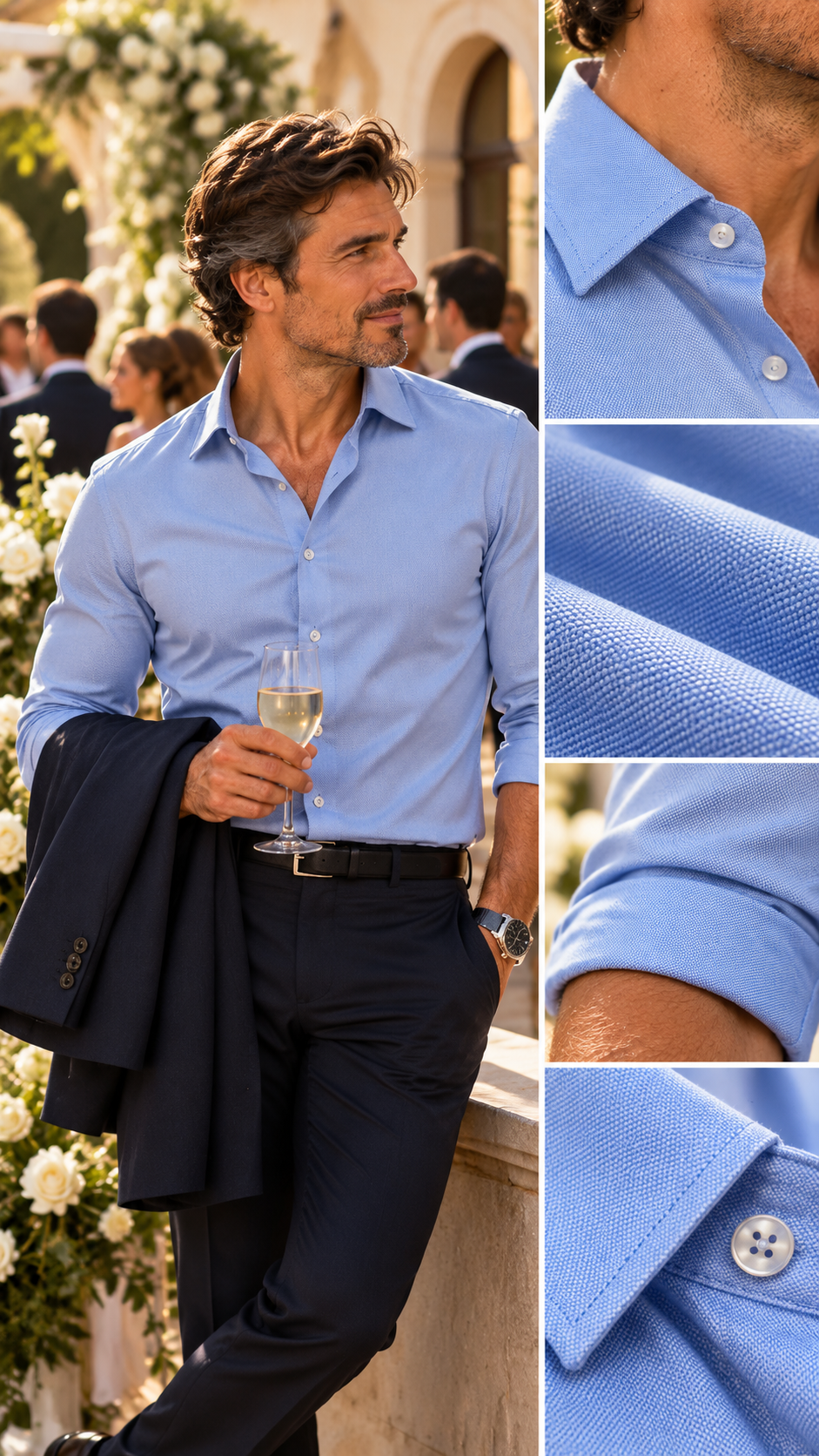 Camicia azzurra slim cotone oxford