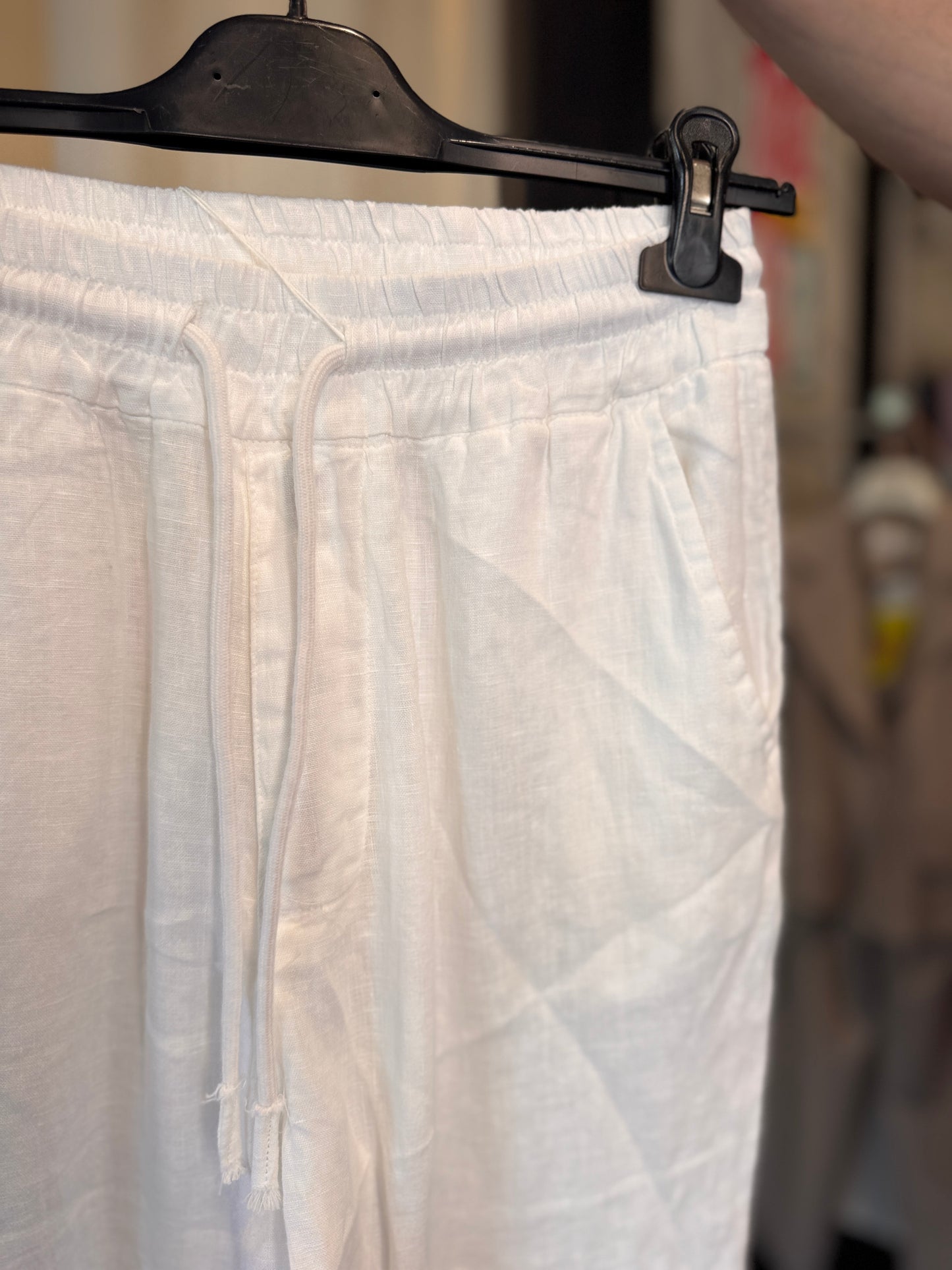 Pantalone in lino con coulisse bianco 2969