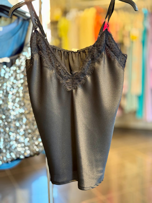 Canottiera lingerie nera in taglia unica