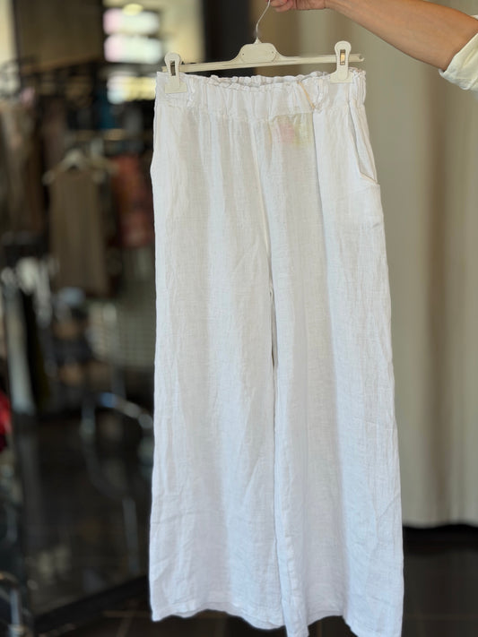 Pantalone in lino bianco in taglia unica 2848A
