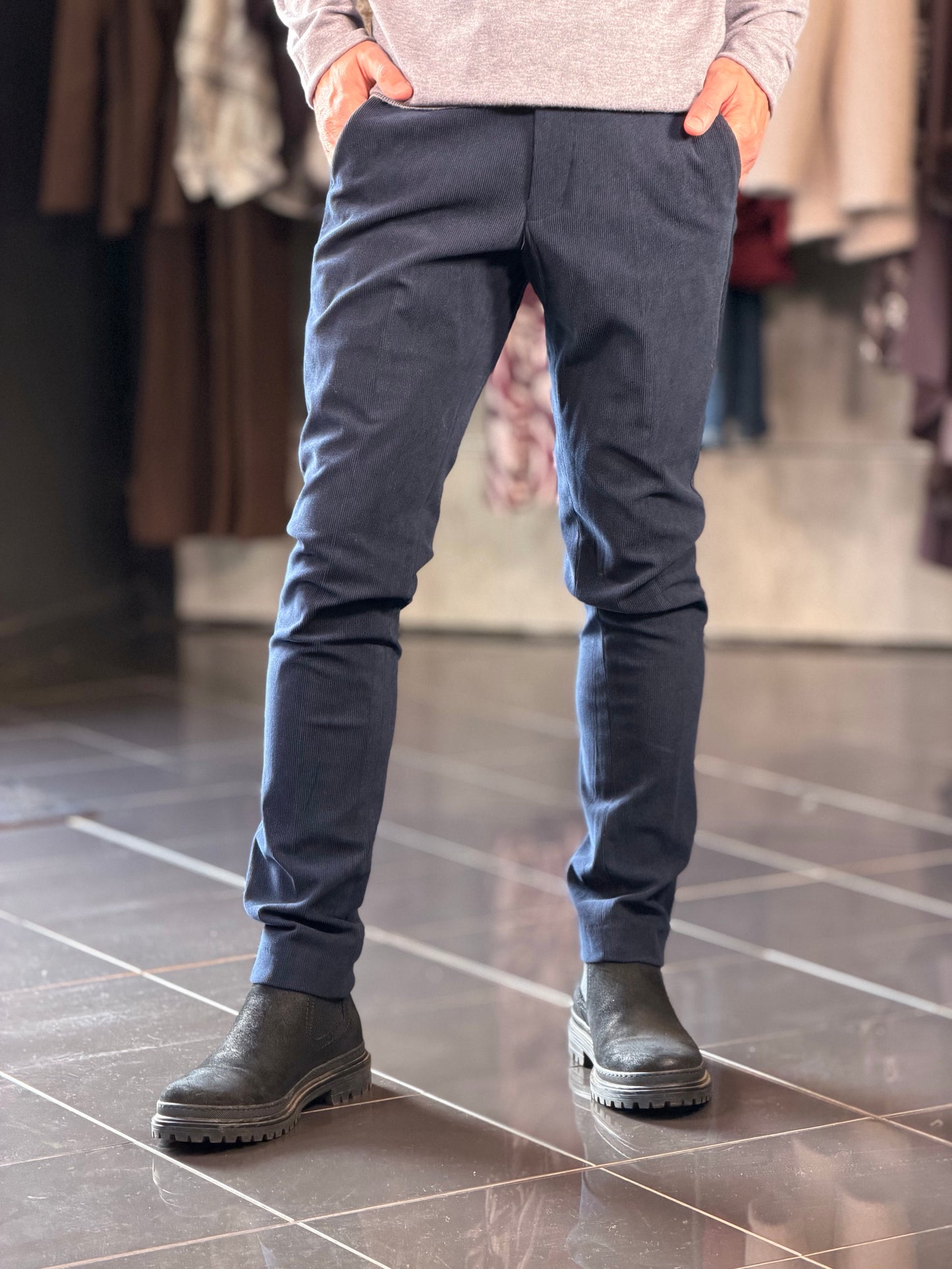 Abito (Giacca + Pantalone) effetto velluto blu 2584