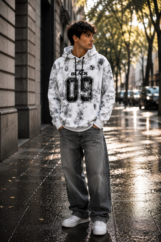 Felpa con cappuccio bianca tie dye