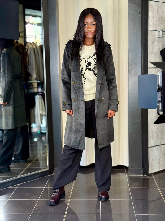 Trench in panno grigio antracite in taglia unica 2234