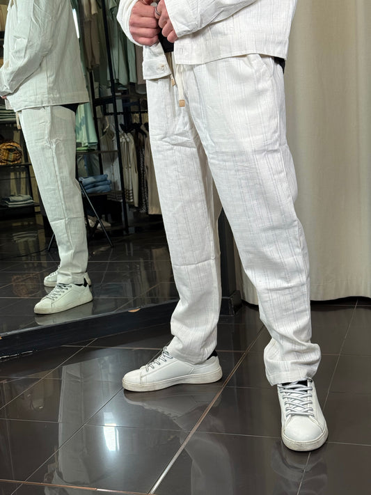 Pantalone sabbia con coulisse in lino 387