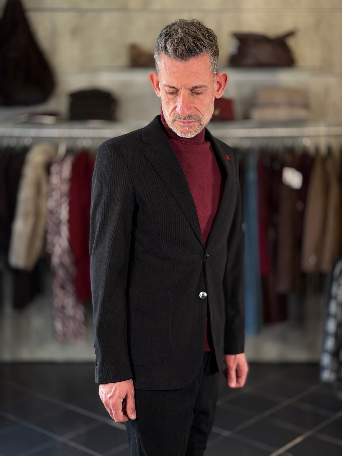 Abito (Giacca + Pantalone) effetto velluto nero 2582