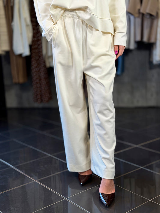 Pantalone tuta panna con elastico in vita in taglia unica 2036