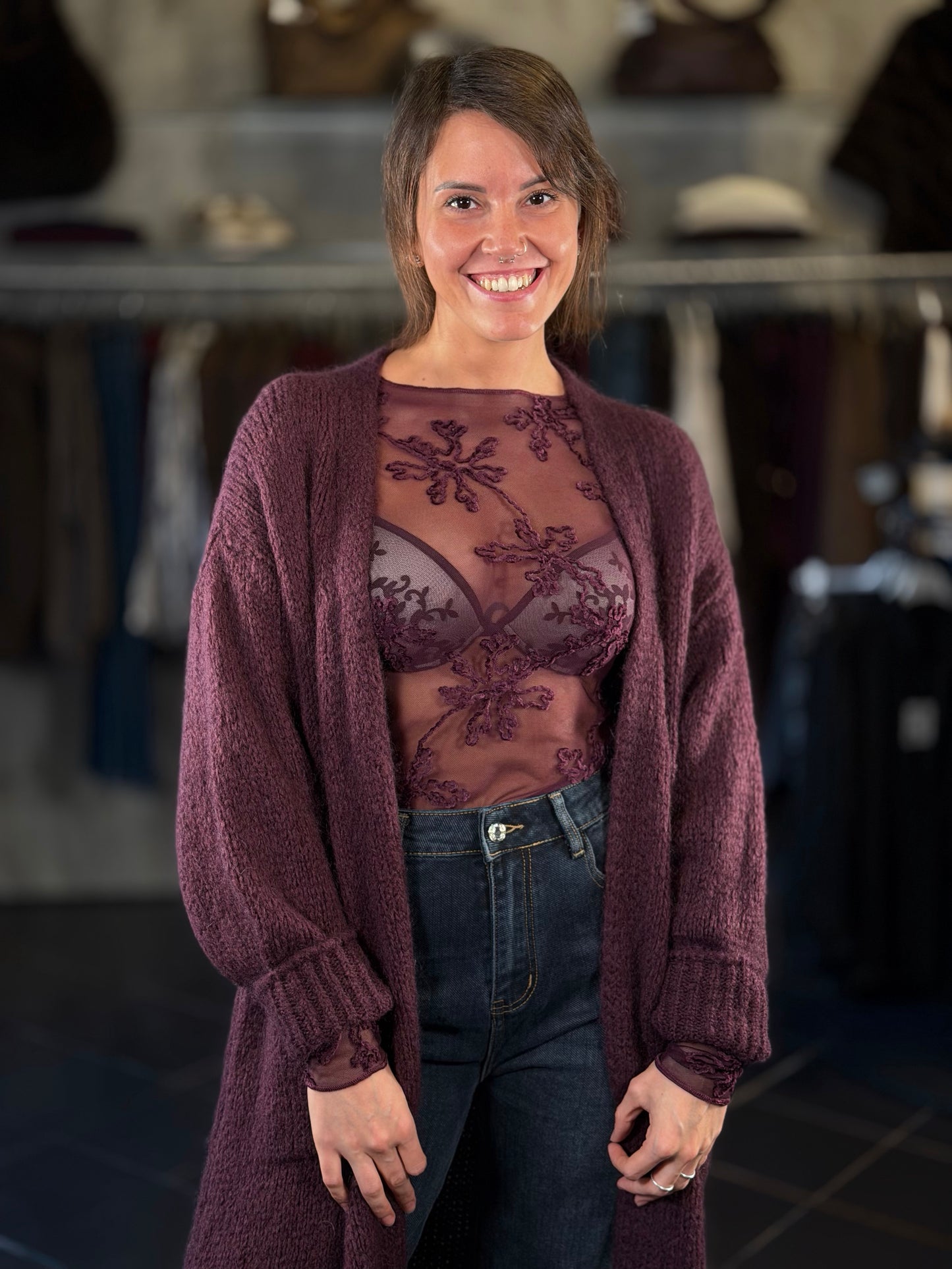 Cardigan borgogna in taglia unica 2423