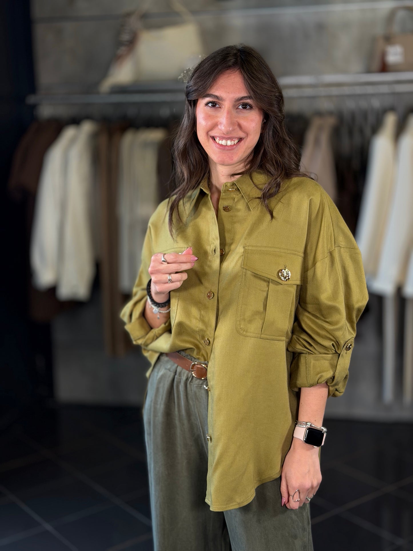 Camicia verde wasabi in taglia unica 2232