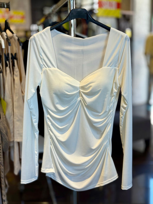 Blusa con coppe preformate bianca in taglia unica