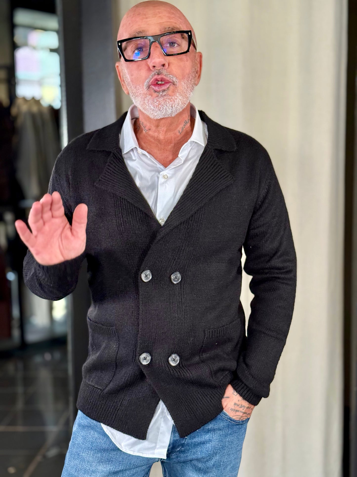 Cardigan doppio petto nero 2135