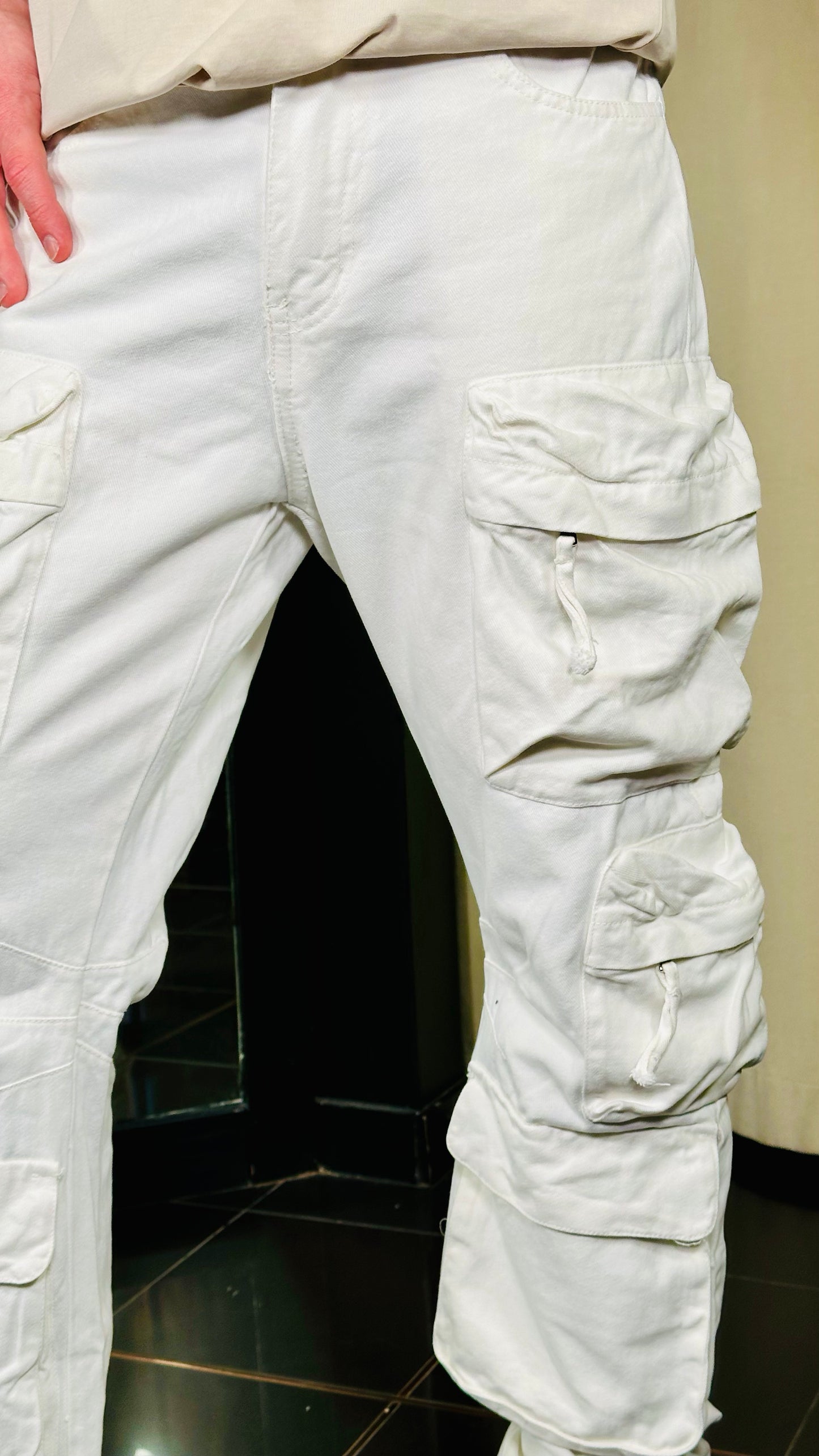Jeans cargo bianco oversize 387