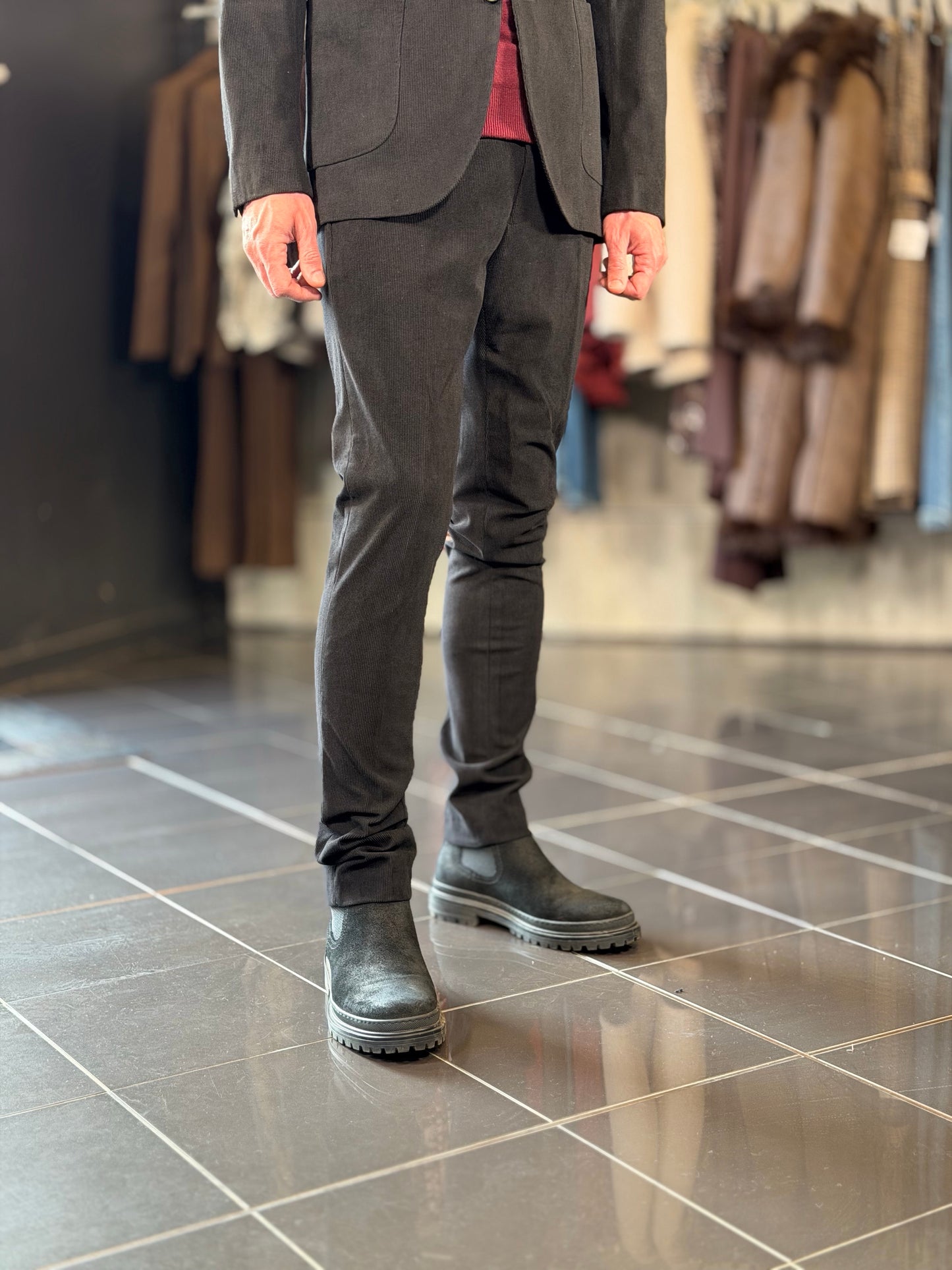 Abito (Giacca + Pantalone) effetto velluto nero 2582