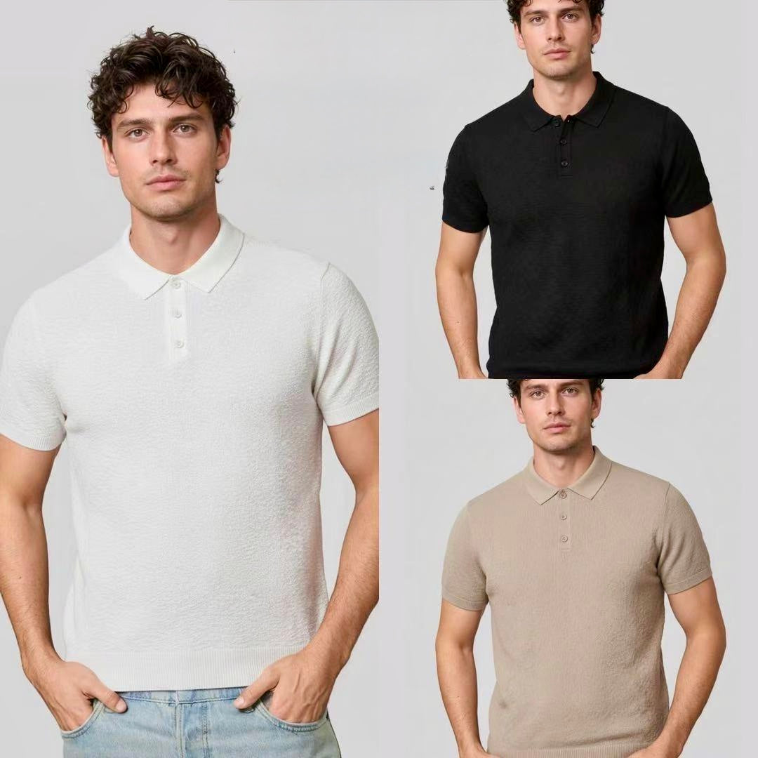Polo in maglina lavorata nera 2325