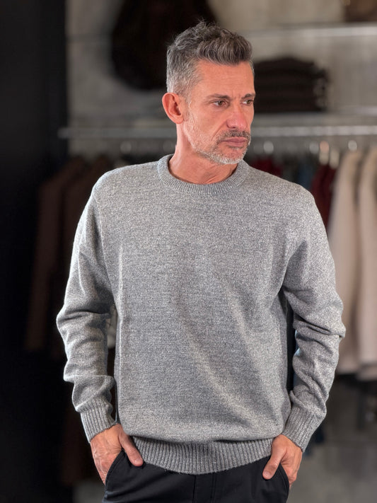 Maglione girocollo mélange grigio 2598