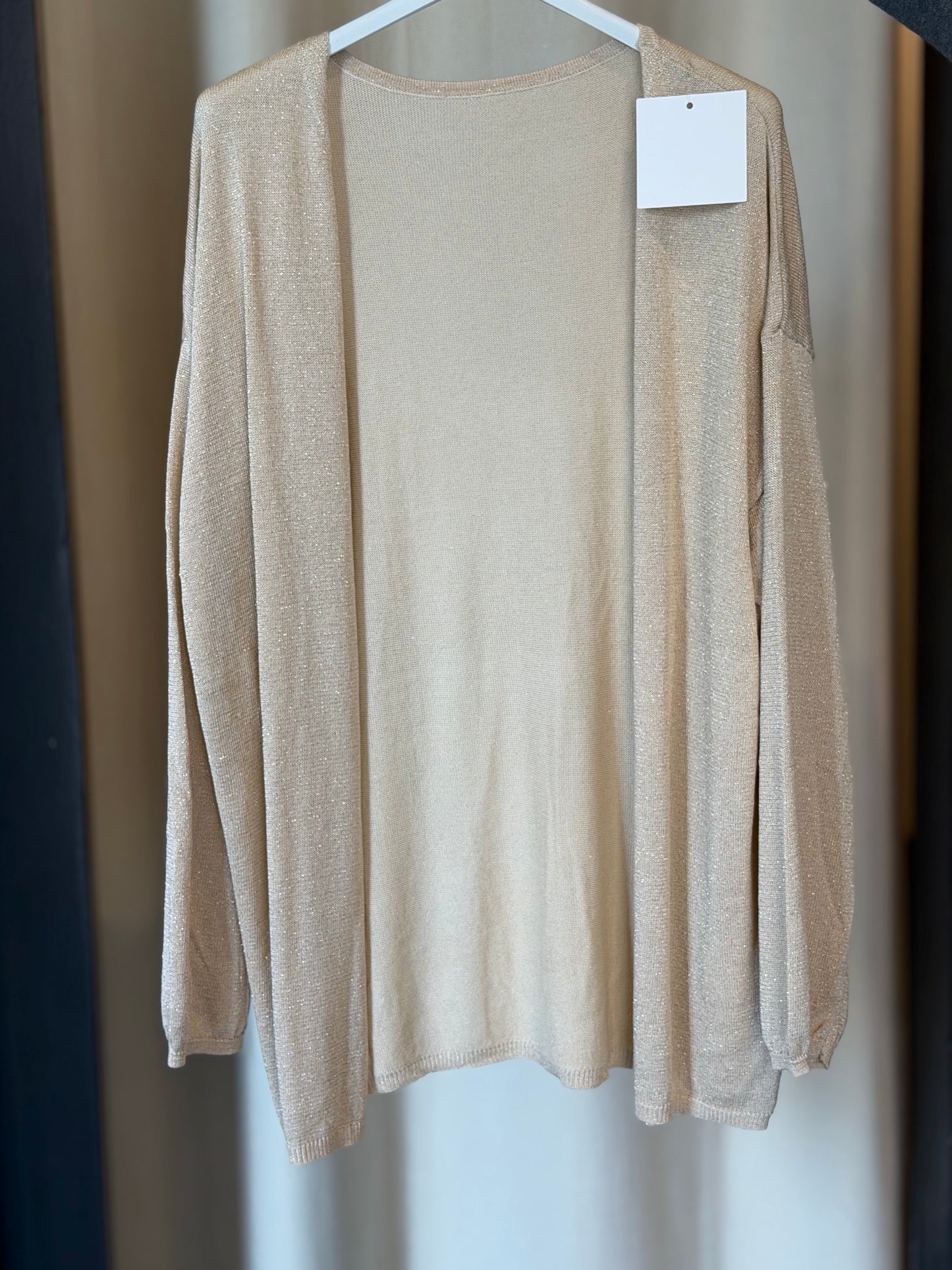 Cardigan sabbia in lurex in taglia unica 2548