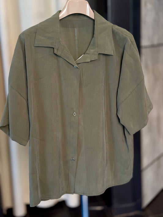 Camicia verde militare a maniche corte in taglia unica 2392