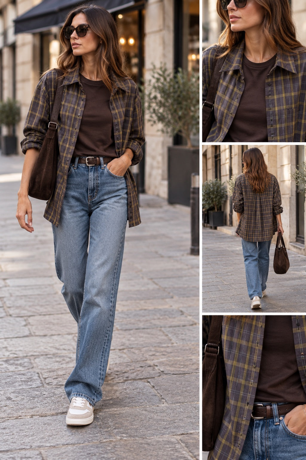 Camicia scozzese marrone in taglia unica