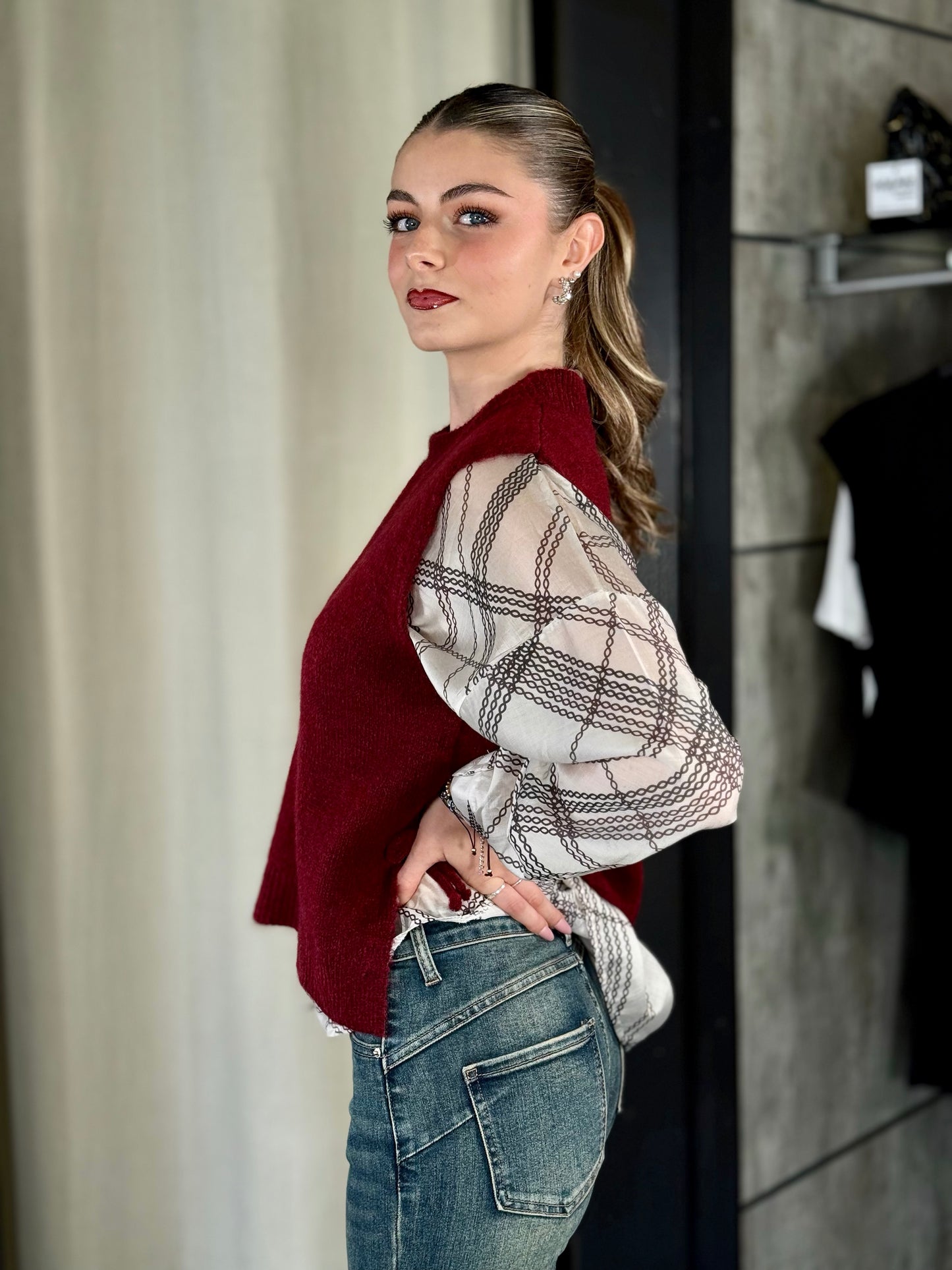 Gilet in maglia bordeaux in taglia unica 2180