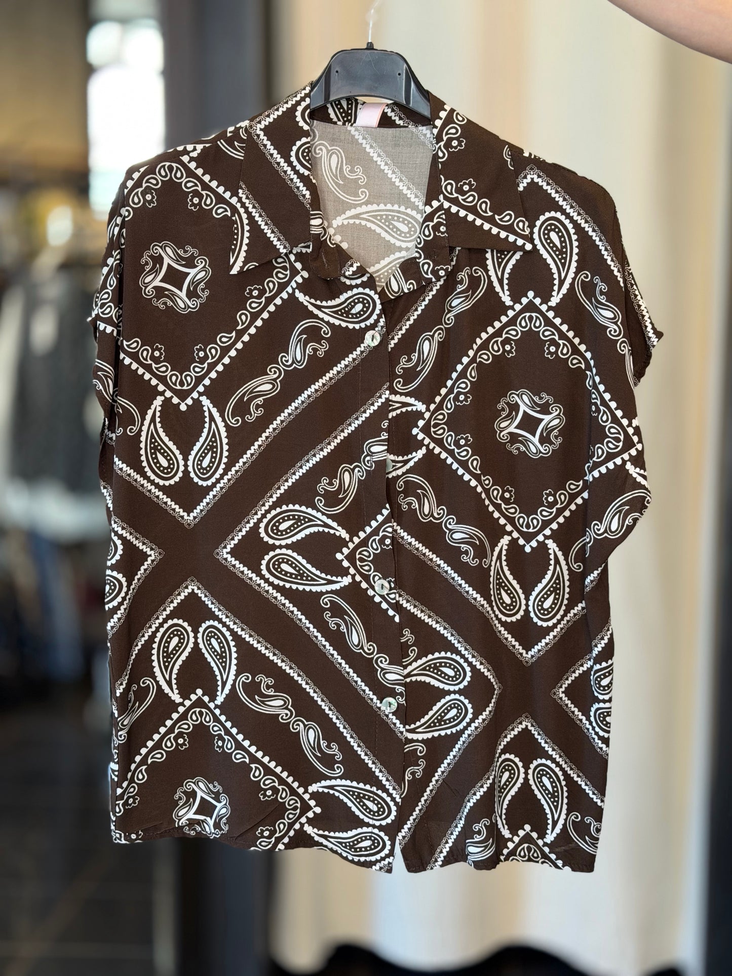 Camicia marrone in fantasia bianca in taglia unica 2886